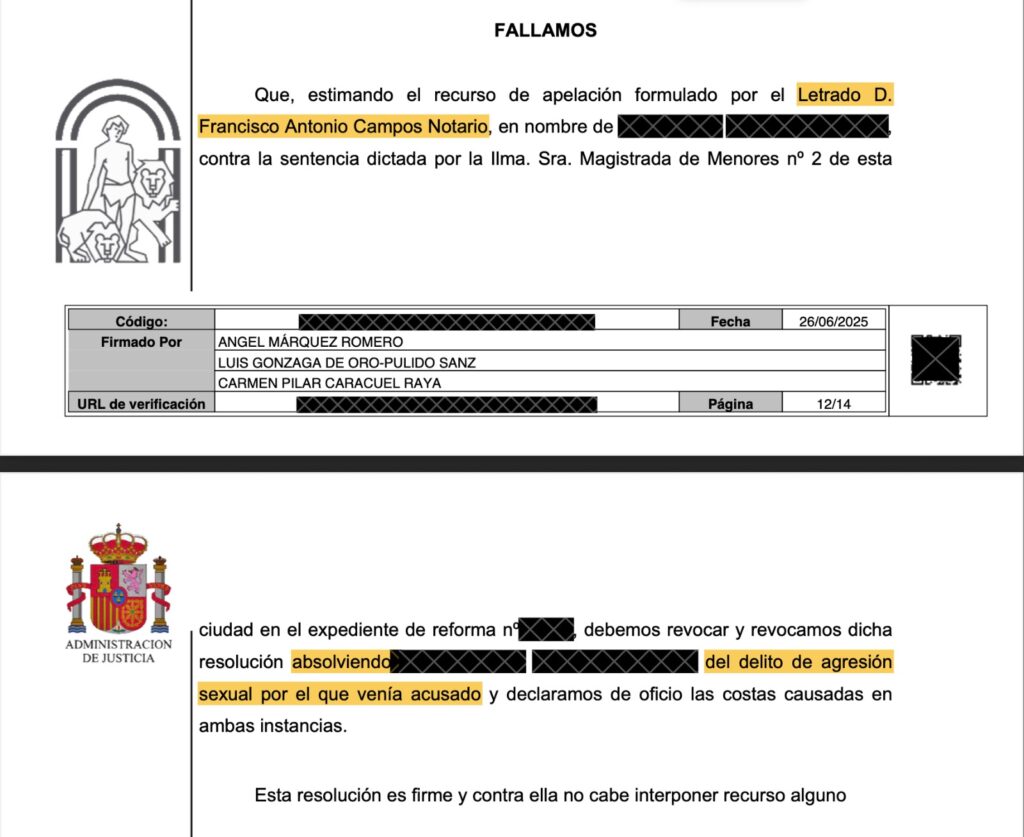 absolución menores